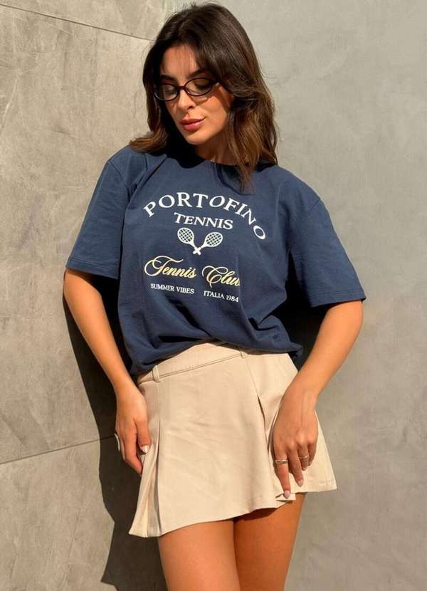 Cianitas - Blusa Feminina Over Marinho Portofino - Azul