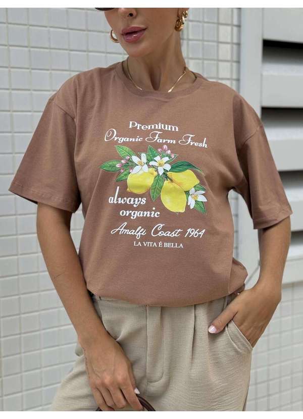 Cianitas - Blusa Feminina Over Marrom Claro Amalfi Coast 1964 - Marrom Claro 2