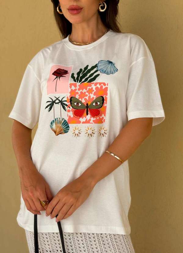 Cianitas - Blusa Feminina Over Off Abstrat - Over 2