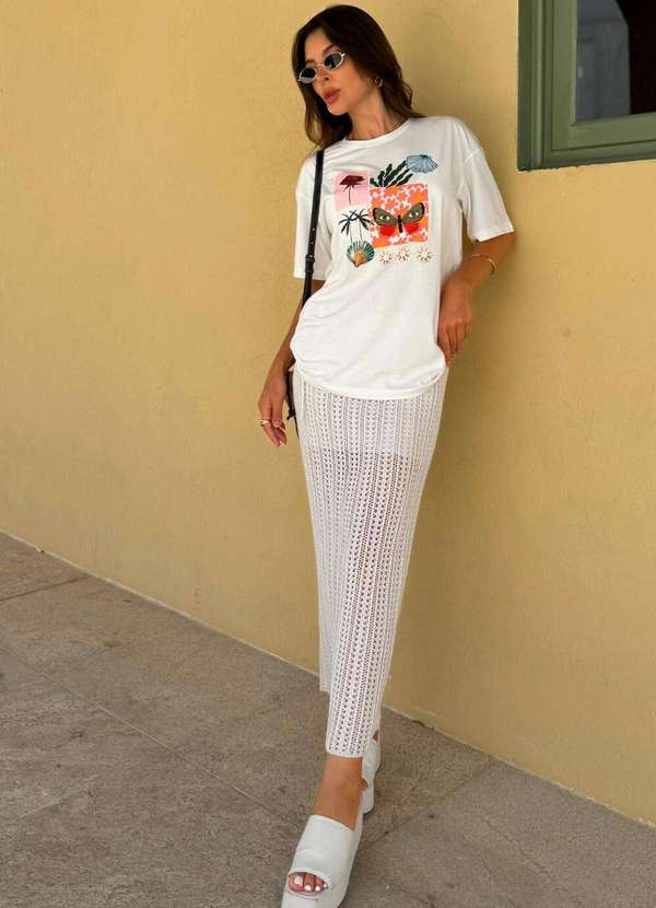 Cianitas - Blusa Feminina Over Off Abstrat - Over 5