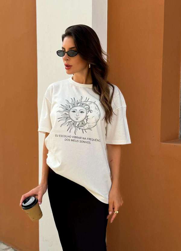 Cianitas - Blusa Feminina Over Off Sol e Lua - Over