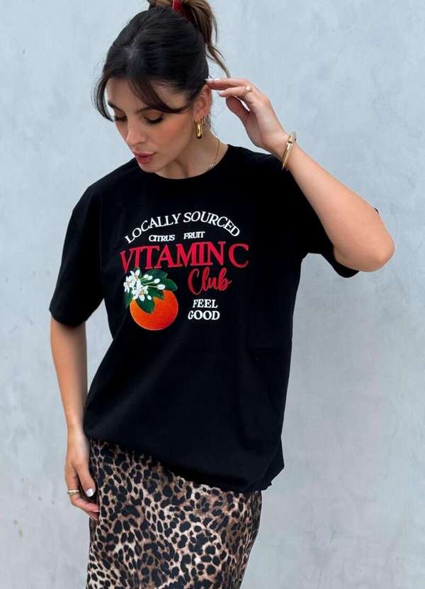 Cianitas - Blusa Feminina Over Preta Vitamin C - Preto 1