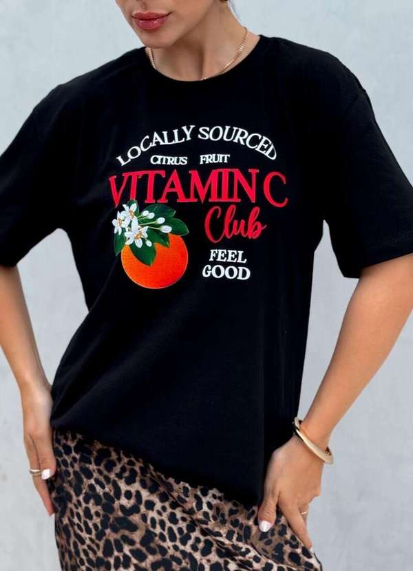 Cianitas - Blusa Feminina Over Preta Vitamin C - Preto 3