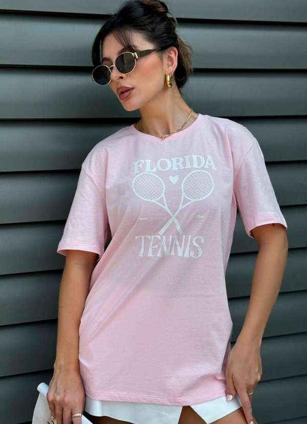 Cianitas - Blusa Feminina Over Rosa Bebe Florida Tennis - Rosa