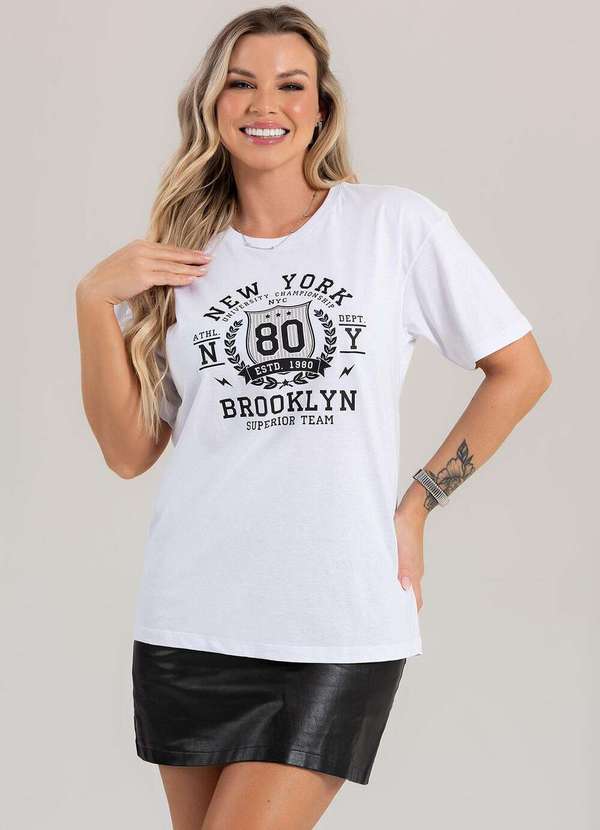 Cianitas - Blusa Feminina Oversized Branca New York 80 - Oversized 2