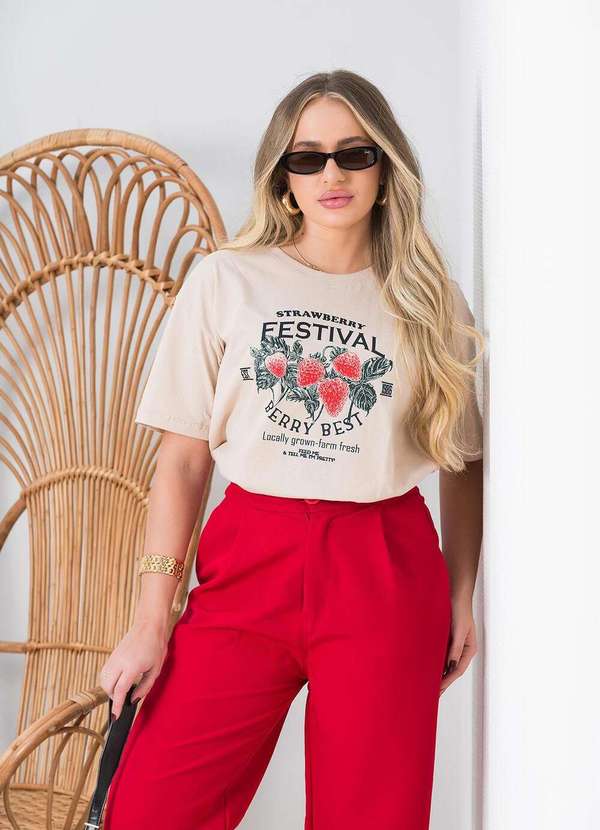 Cianitas - Blusa Feminina Oversized Chocolate Morango Best Oversized