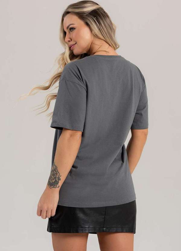 Cianitas - Blusa Feminina Oversized Chumbo Lisa - Oversized 5