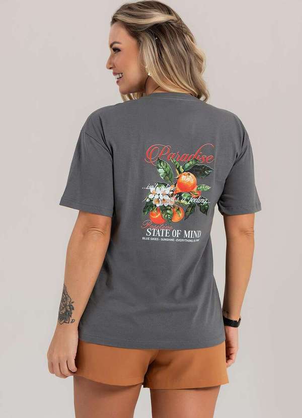 Cianitas - Blusa Feminina Oversized Chumbo Orange Paradise - Oversized 2