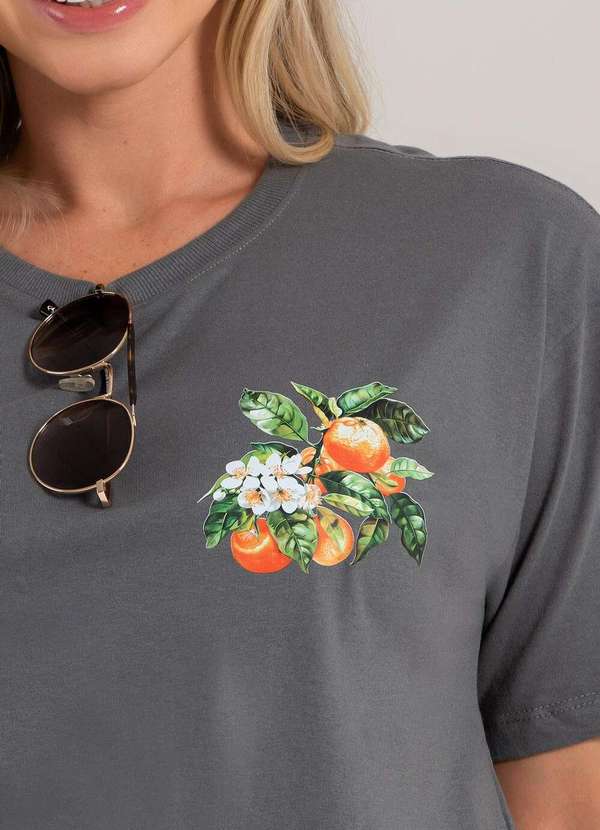 Cianitas - Blusa Feminina Oversized Chumbo Orange Paradise - Oversized 5