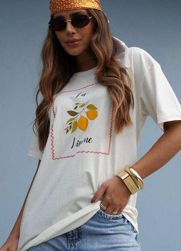 Cianitas - Blusa Feminina Oversized Off La Limone Oversized