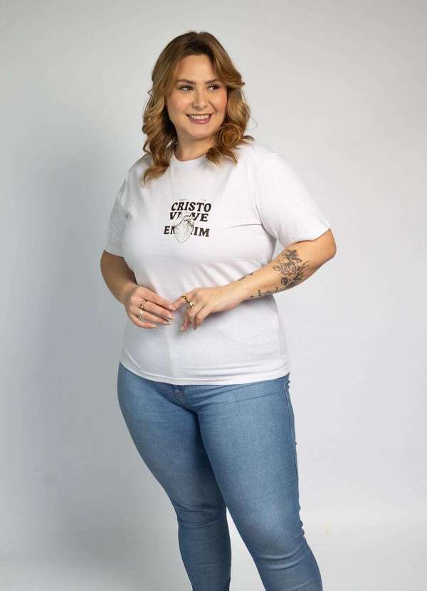 Cianitas - Camiseta Branca Cristo Vive em Mim - Unica 5