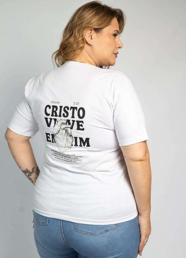 Cianitas - Camiseta Branca Cristo Vive em Mim - Unica 4