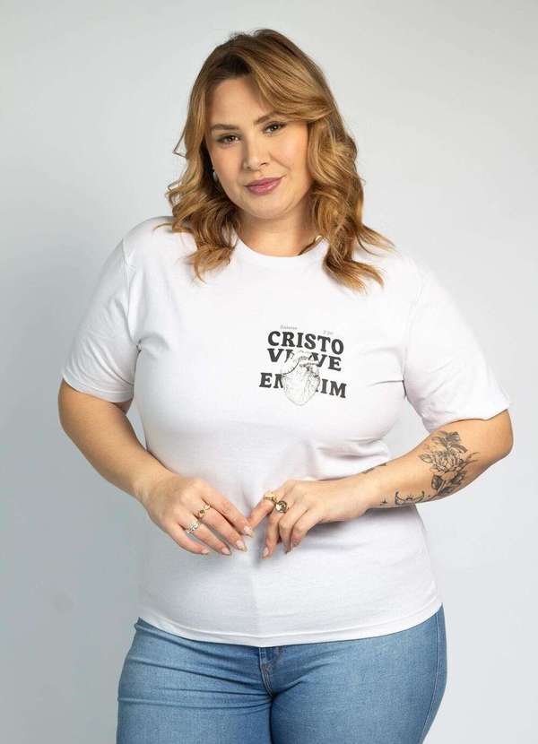 Cianitas - Camiseta Branca Cristo Vive em Mim - Unica 3