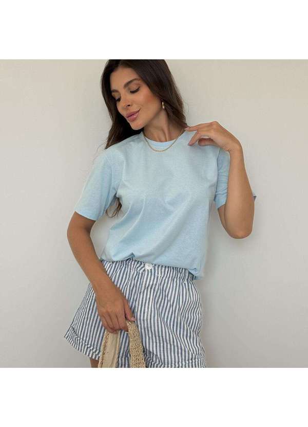 Cianitas - Camiseta Feminina Azul Bebe Lisa - Azul 1