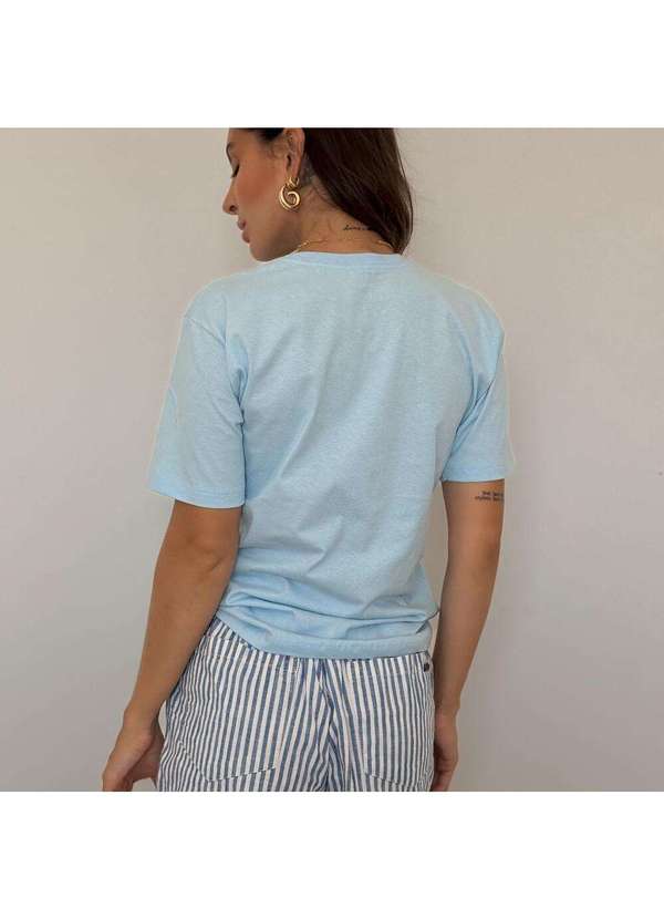 Cianitas - Camiseta Feminina Azul Bebe Lisa - Azul 2