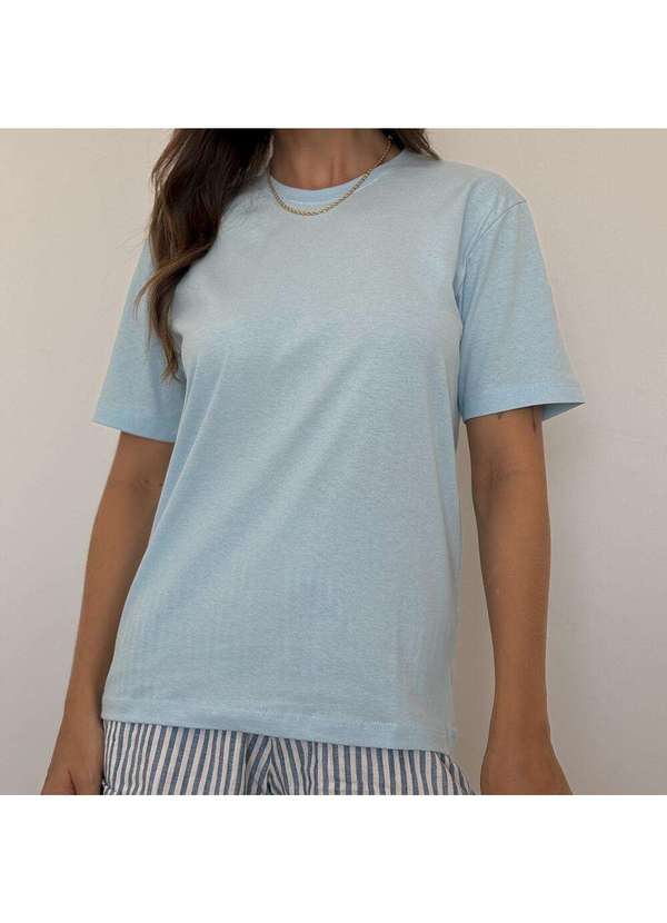 Cianitas - Camiseta Feminina Azul Bebe Lisa - Azul 4