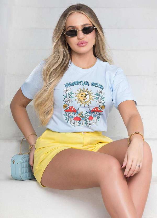 Cianitas - Camiseta Feminina Azul Claro Celestial Soul Azul 1