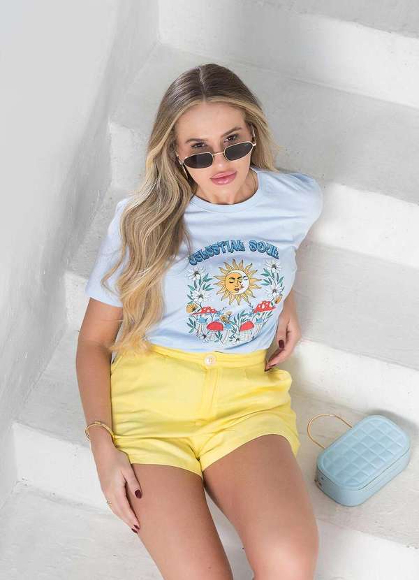 Cianitas - Camiseta Feminina Azul Claro Celestial Soul Azul 4