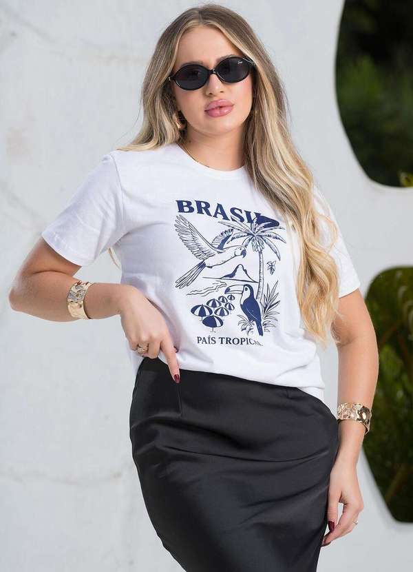 Cianitas - Camiseta Feminina Branca Brasil País Tropical Branca 2