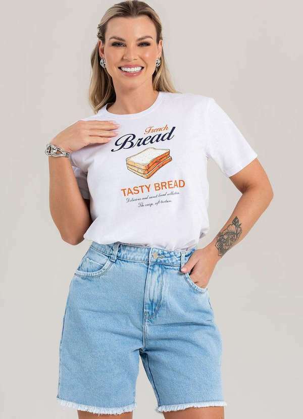 Cianitas - Camiseta Feminina Branca Bread - Branca