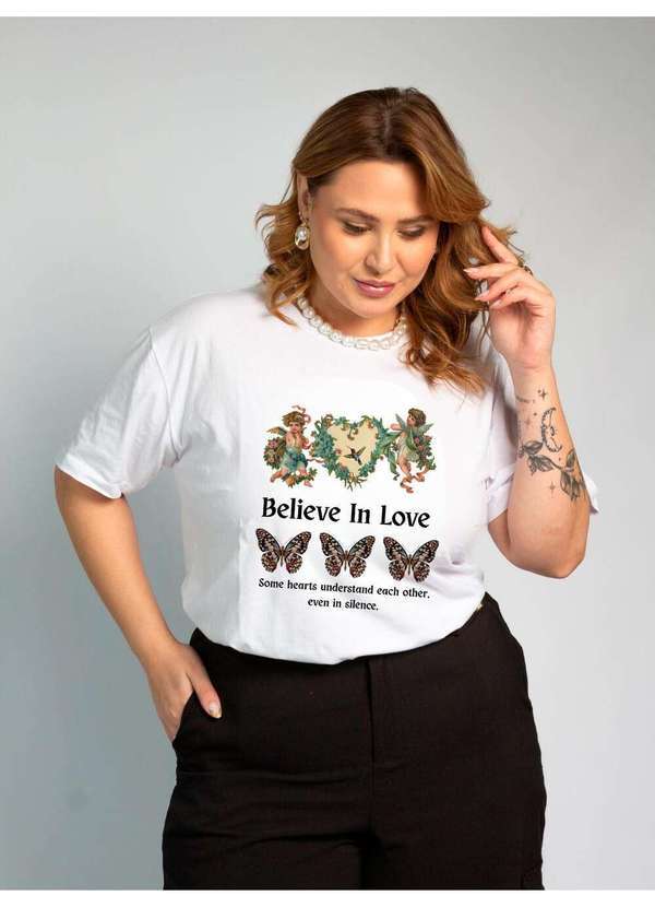 Cianitas - Camiseta Feminina Branca Cupid Believe In Love - Branca