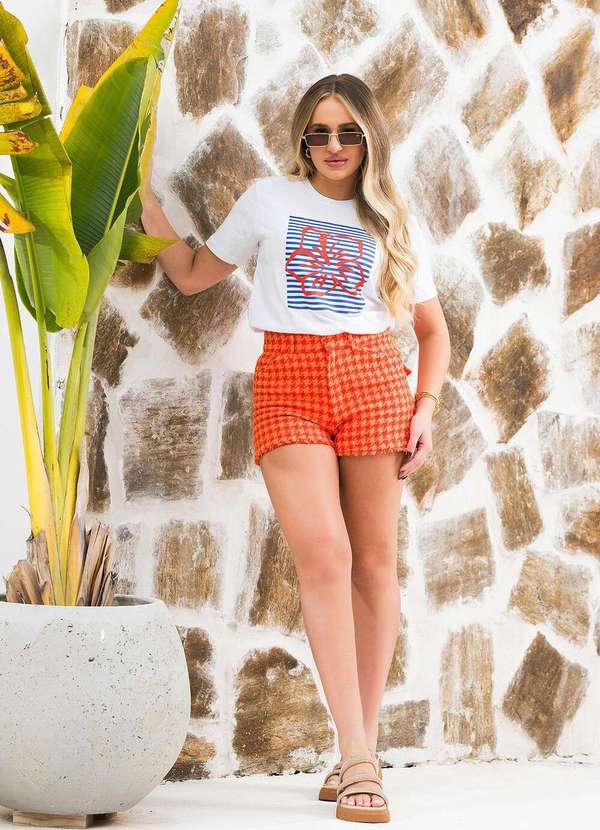 Cianitas - Camiseta Feminina Branca Hibisco Vermelho Branca 3