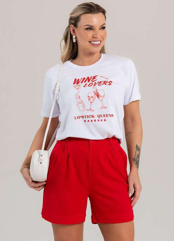 Cianitas - Camiseta Feminina Branca Lipstick Queens - Branca