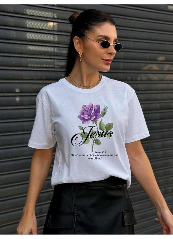 Cianitas - Camiseta Feminina Branca Salmo 17-8 1 - Branco