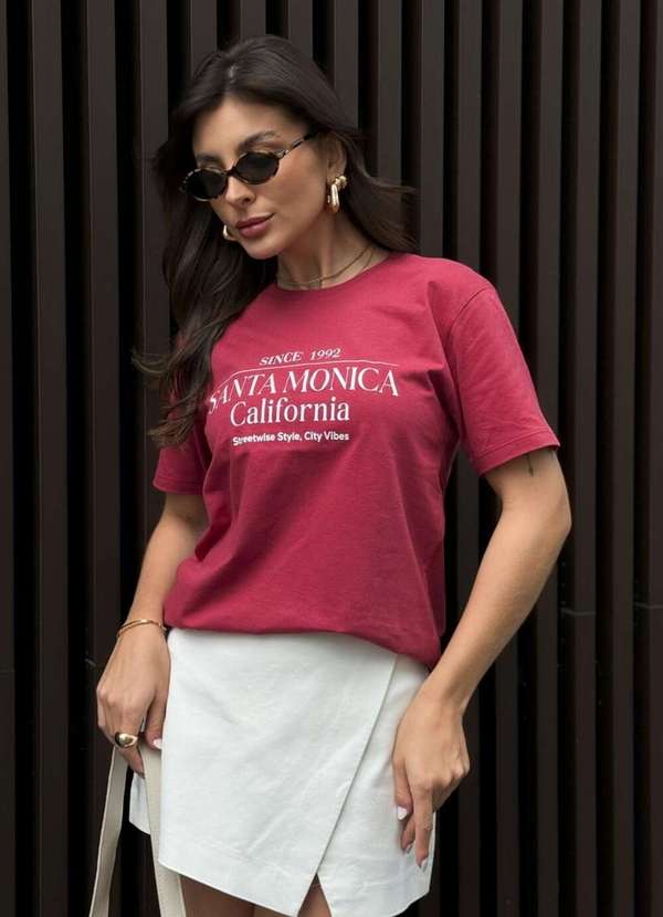 Cianitas - Camiseta Feminina Cereja Santa Monica - Cereja