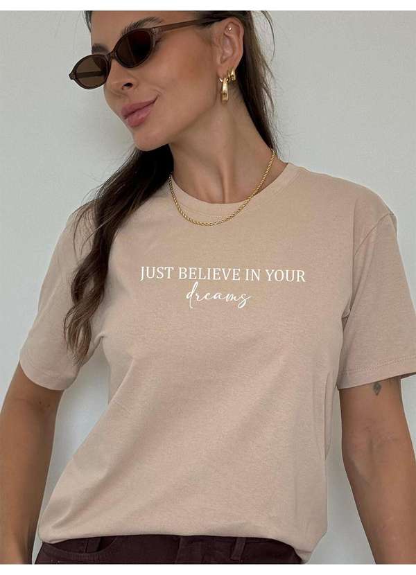 Cianitas - Camiseta Feminina Chocolate Just Believe - Chocolate 3