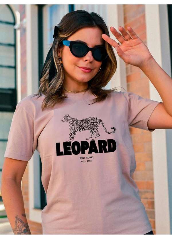 Cianitas - Camiseta Feminina Chocolate Leopard New York - Chocolate 2