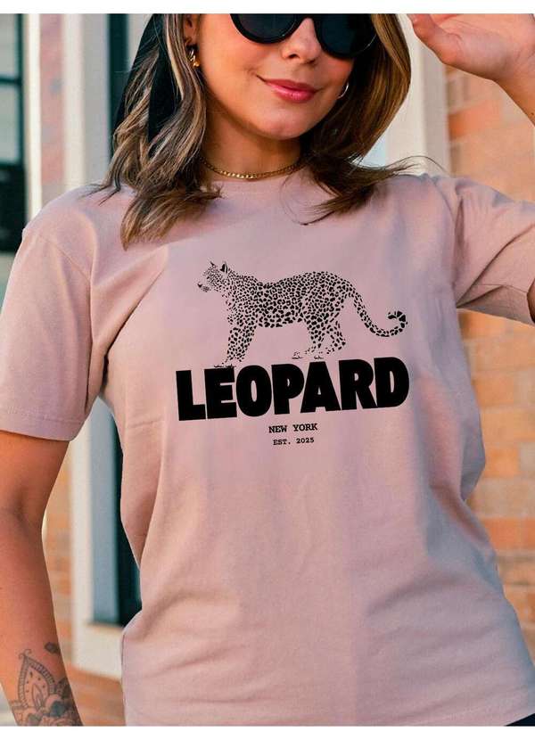 Cianitas - Camiseta Feminina Chocolate Leopard New York - Chocolate 3