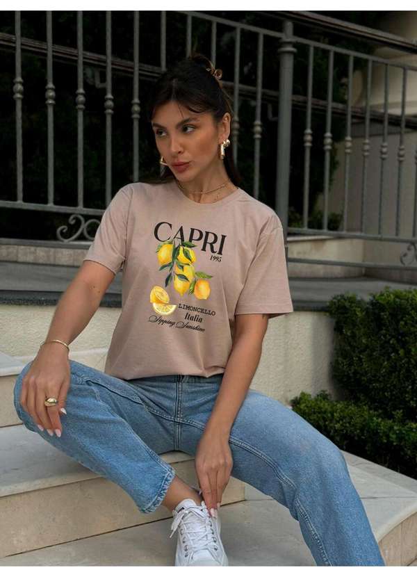 Cianitas - Camiseta Feminina Chocolate Limão Capri - Chocolate