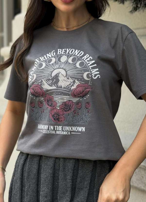 Cianitas - Camiseta Feminina Chumbo Wandering - Chumbo 3