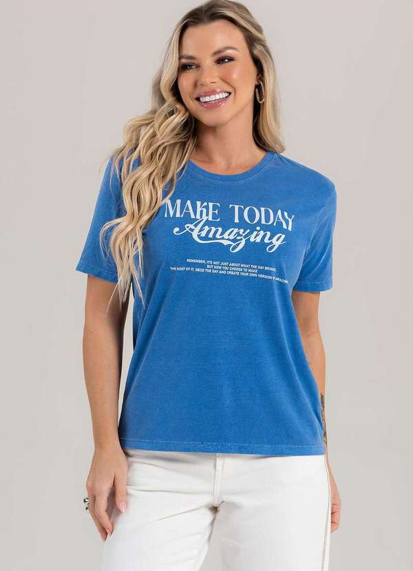 Cianitas - Camiseta Feminina Estonada Azul Amazing - Estonada 2