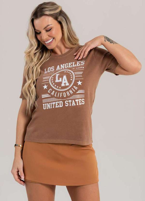 Cianitas - Camiseta Feminina Estonada Camel Los Angeles - Estonada 2