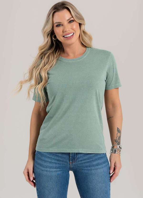 Cianitas - Camiseta Feminina Estonada Verde Lisa - Estonada 2