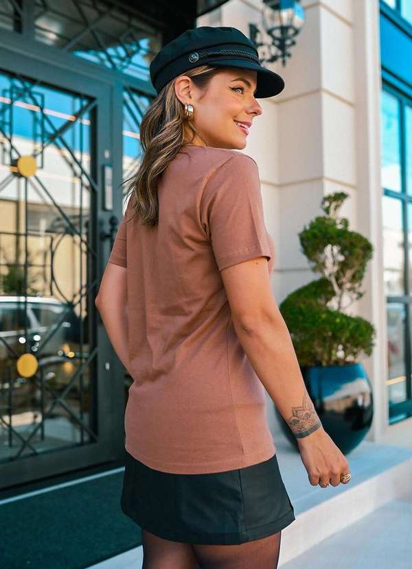 Cianitas - Camiseta Feminina Marrom Claro Urso Your Dreams - Marrom Claro 4