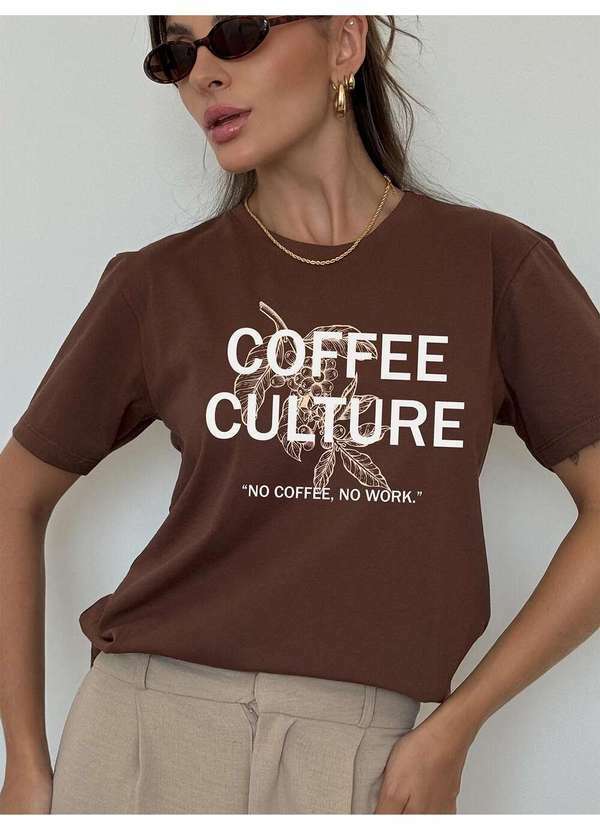 Cianitas - Camiseta Feminina Marrom Escuro Coffee Culture - Marrom 2