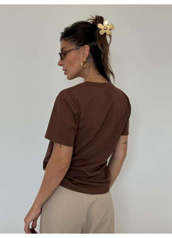 Cianitas - Camiseta Feminina Marrom Escuro Coffee More - Marrom 4