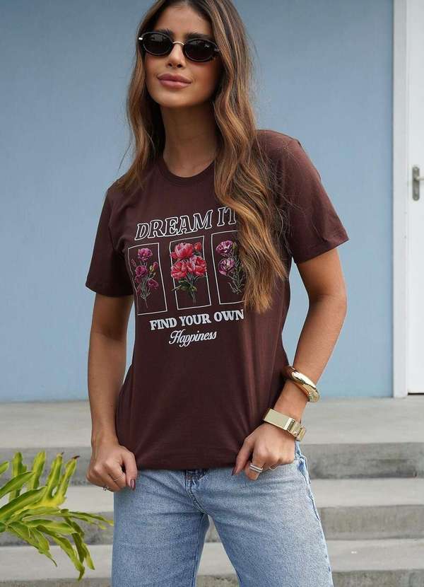 Cianitas - Camiseta Feminina Marrom Escuro Dream It - Marrom 3