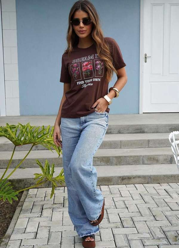 Cianitas - Camiseta Feminina Marrom Escuro Dream It - Marrom 2