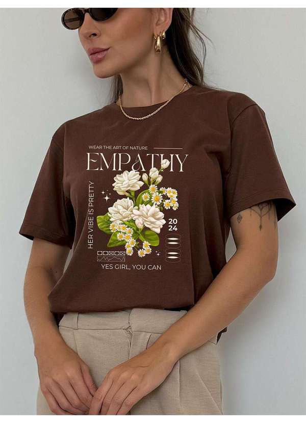 Cianitas - Camiseta Feminina Marrom Escuro Empathy - Marrom Escuro 2