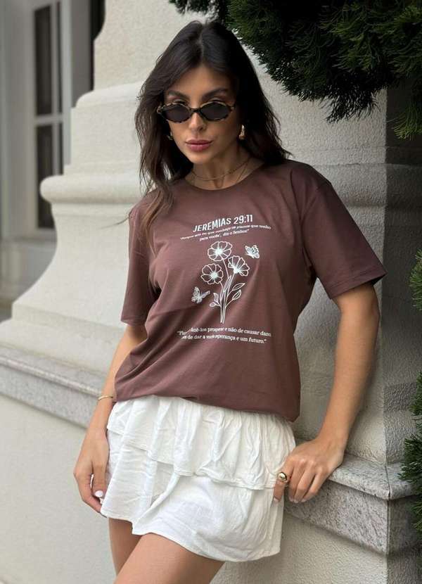Cianitas - Camiseta Feminina Marrom Escuro Jeremias 29-11 - Marrom
