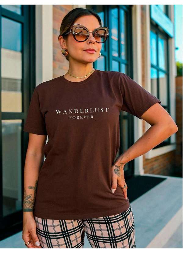 Cianitas - Camiseta Feminina Marrom Escuro Wanderlust - Marrom Escuro