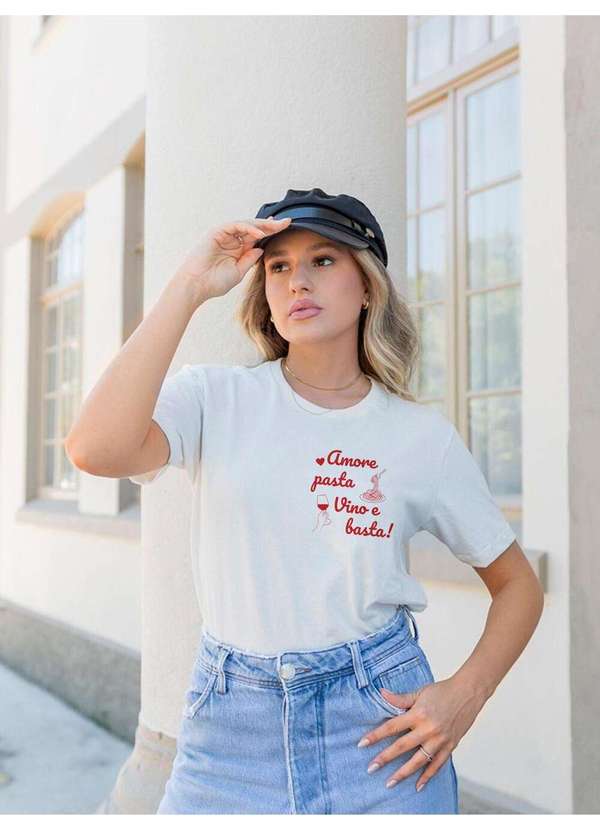 Cianitas - Camiseta Feminina Off Amore, Pasta - Off