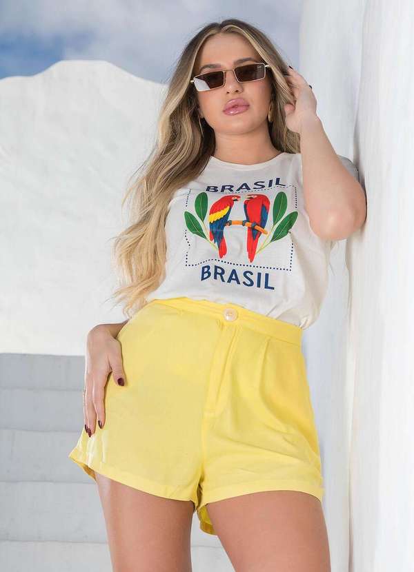 Cianitas - Camiseta Feminina Off Araras Brasil Off