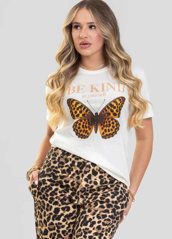 Cianitas - Camiseta Feminina Off Borboleta Be Kind Off