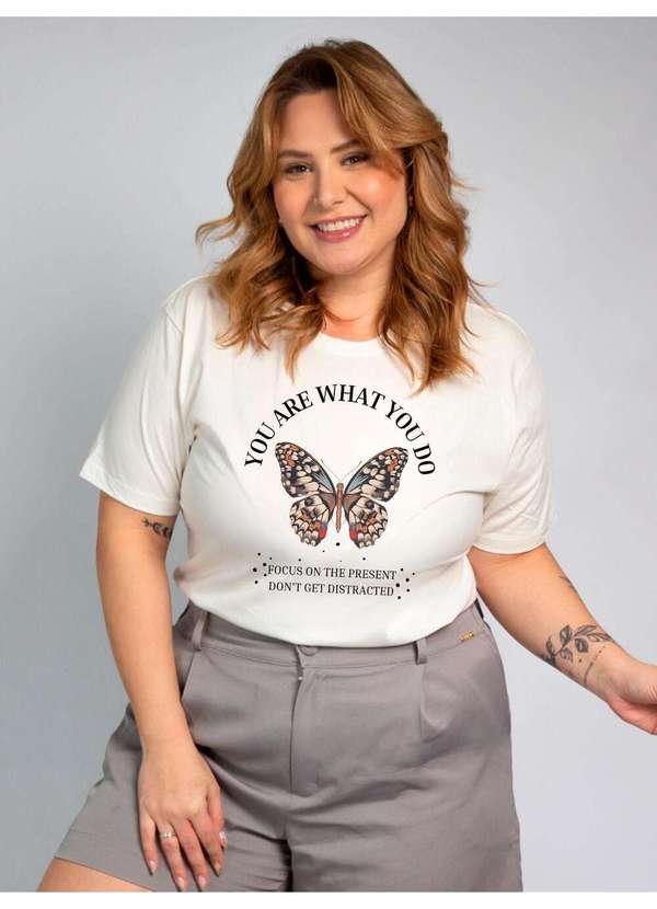 Cianitas - Camiseta Feminina Off Borboleta Focus On The Present - Off