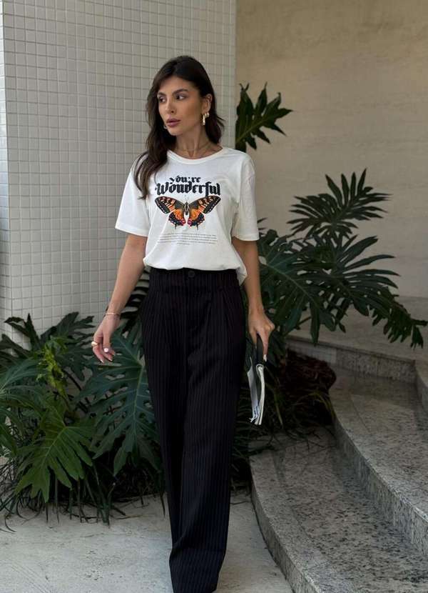 Cianitas - Camiseta Feminina Off Borboleta Wonderful - Off 3